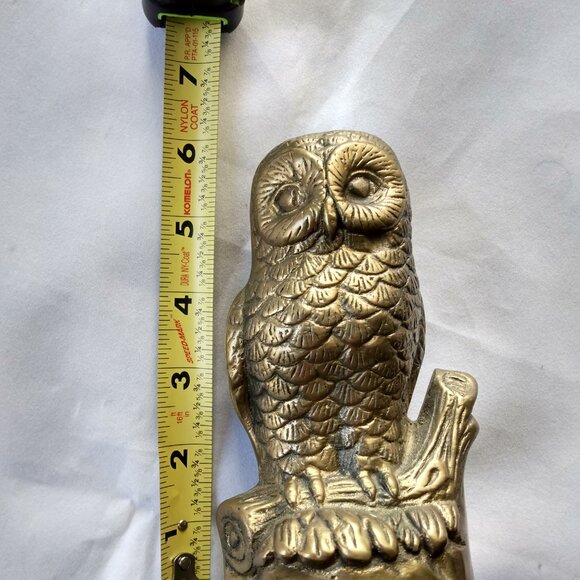 6” Vintage Brass Owl Figurine Wise Ole’ Owl Heavy Hollow Metal Decor - Picture 3 of 4